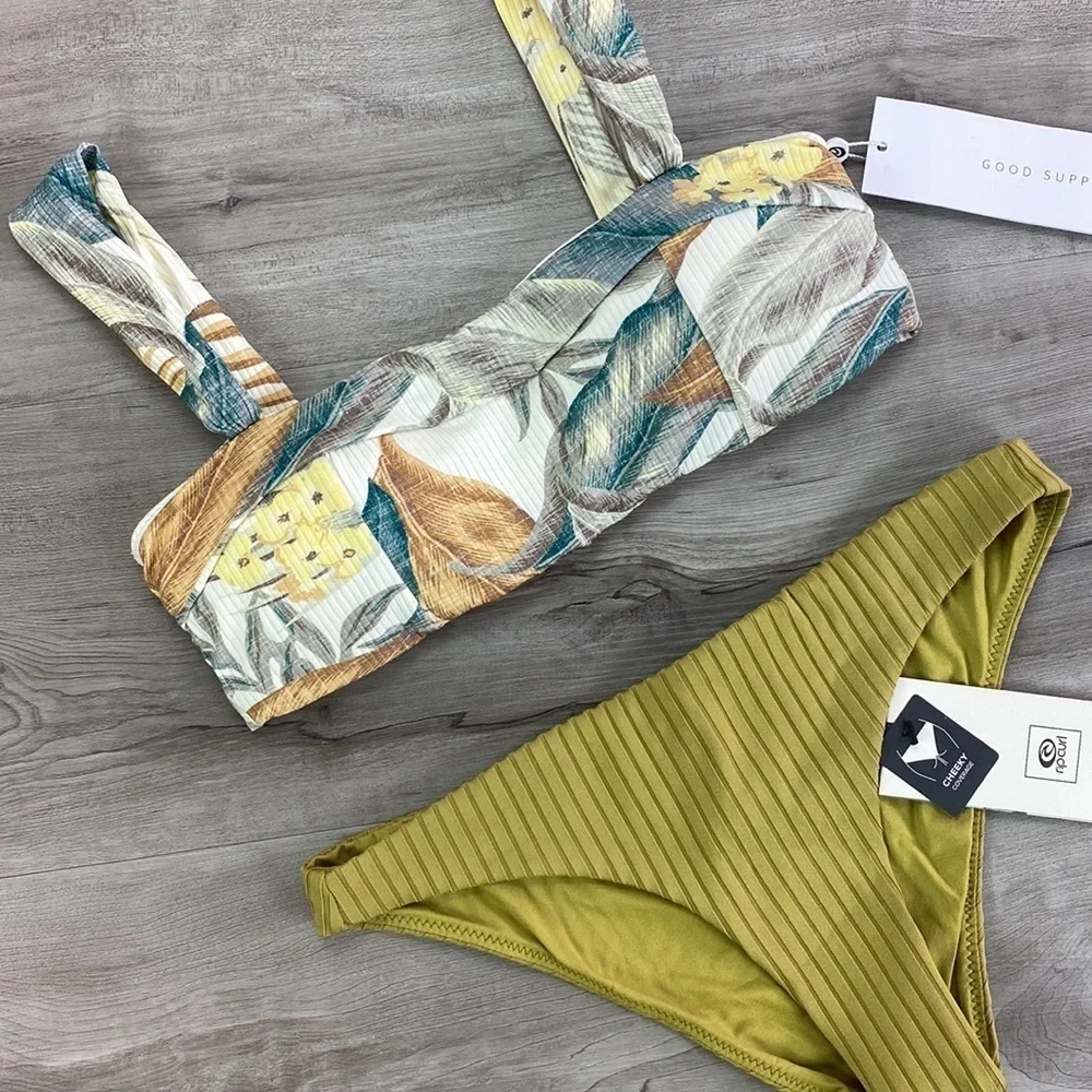 ☀️RIP CURL☀️ TROPIC SOL BRALETTE PREMIUM SURF CHEEKY PANT BIKINI SET